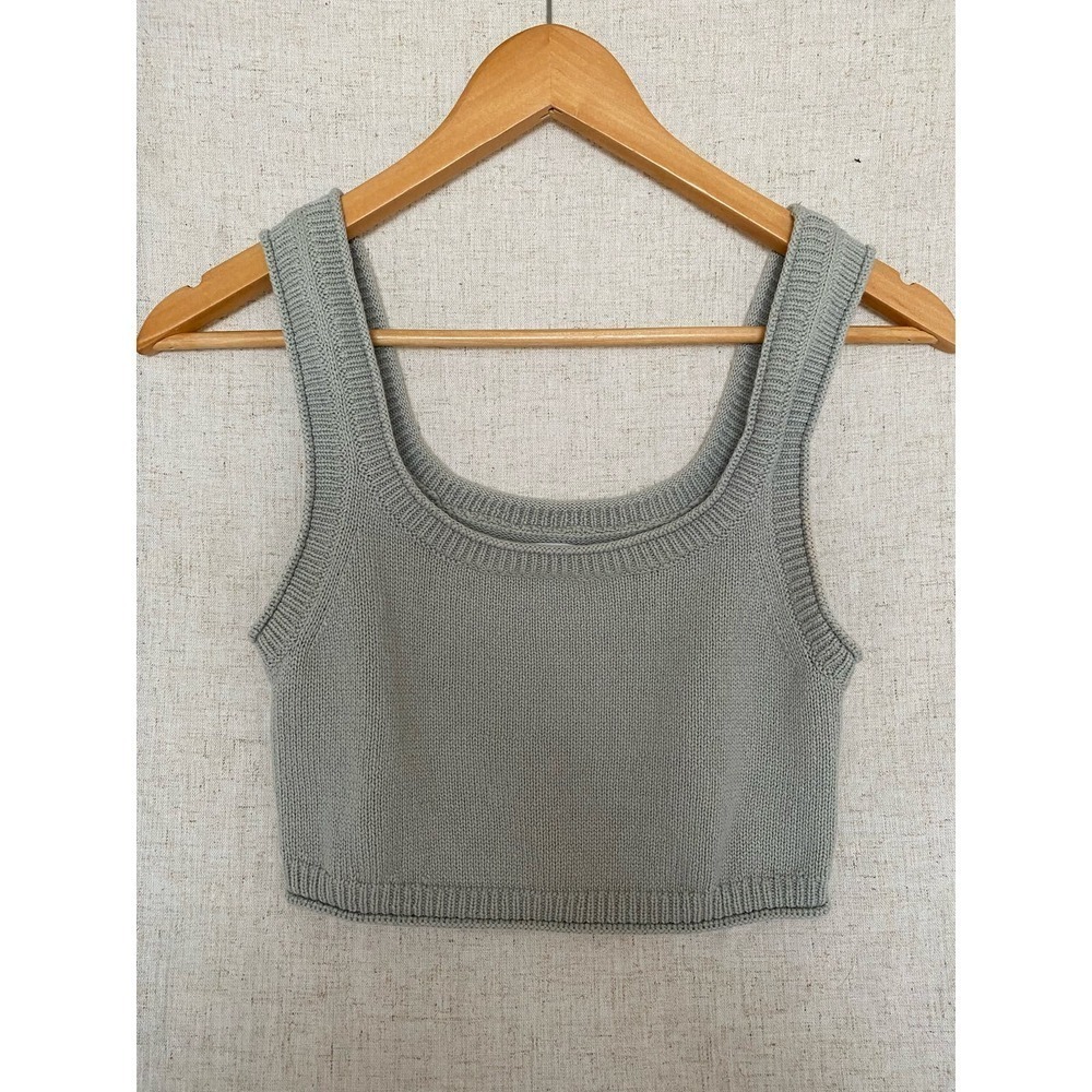 Reformation Gray Knit Square Neck Crop Top Size XS
